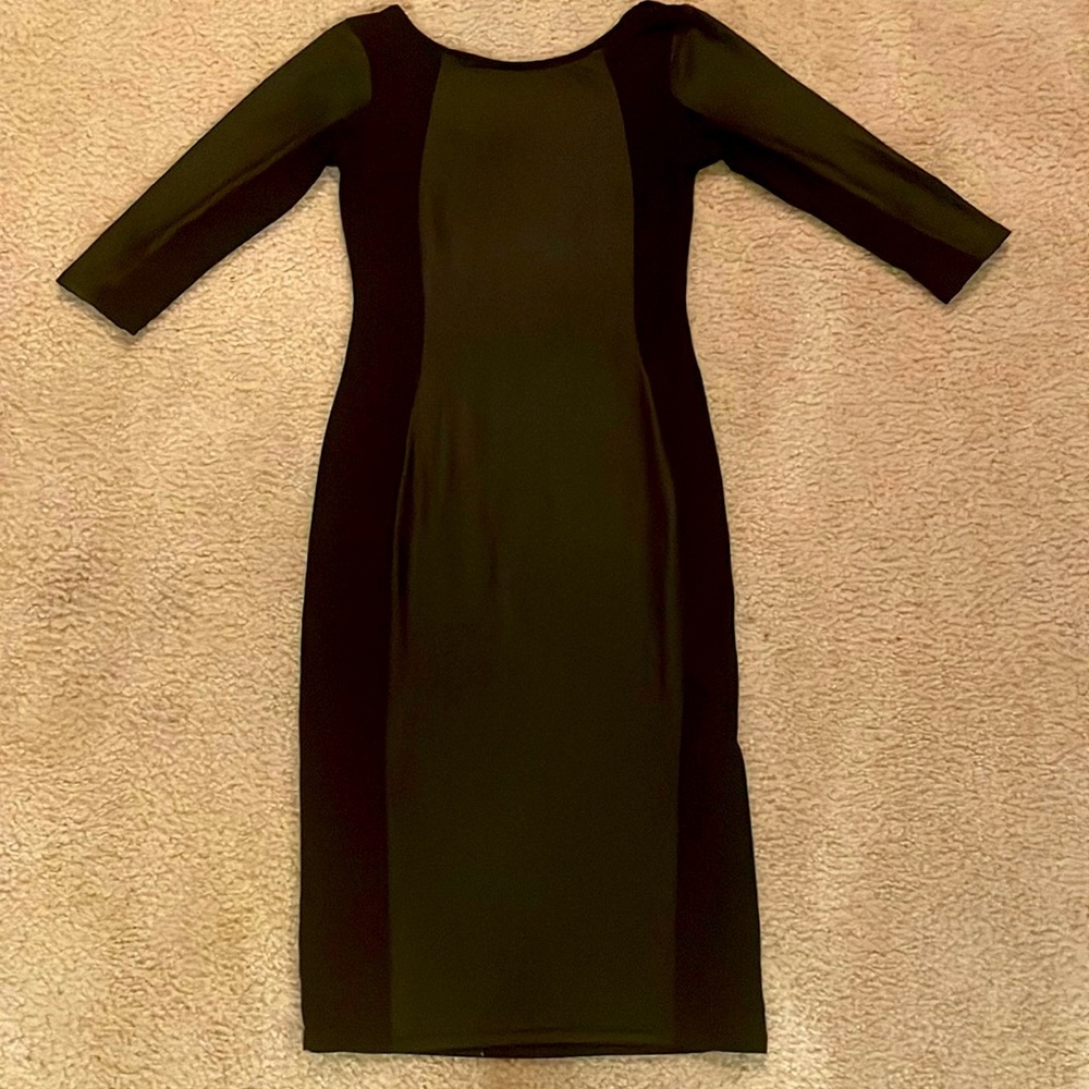 Fashion Love Faux Leather Bodycon Midi Dress